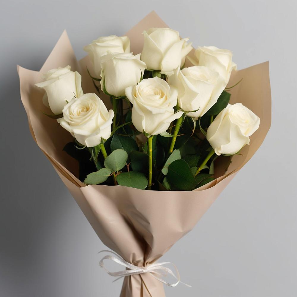 Букет 9 Белых роз Эдлесс Лав в Орле