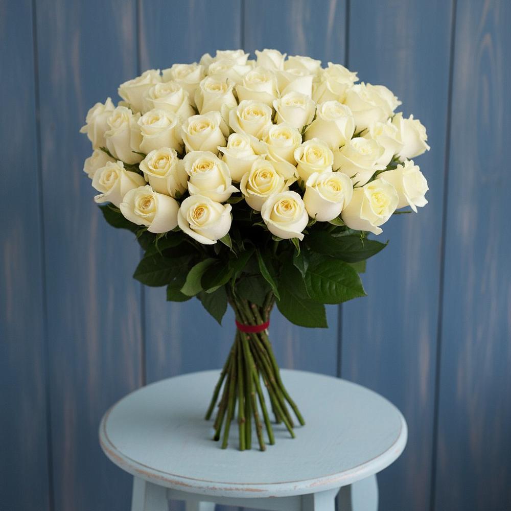 Букет 51 Белая роза Эдлесс Лав в Орле