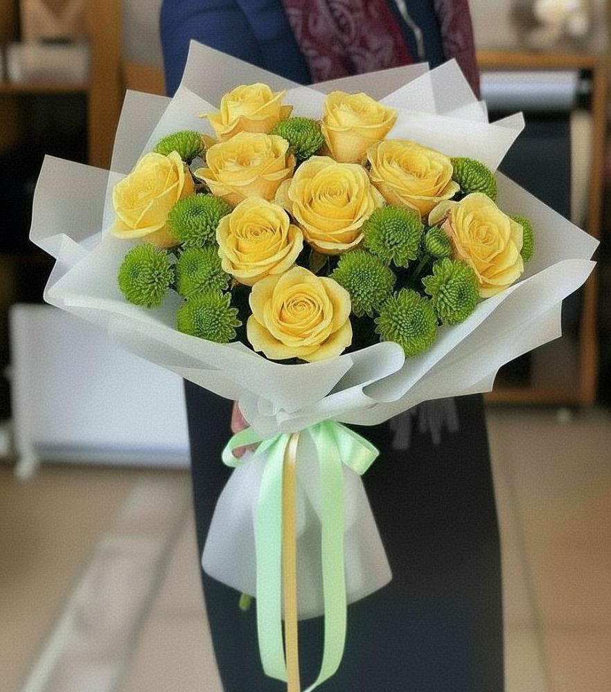 Букет цветов из: Хризантемы и Розы в Орле