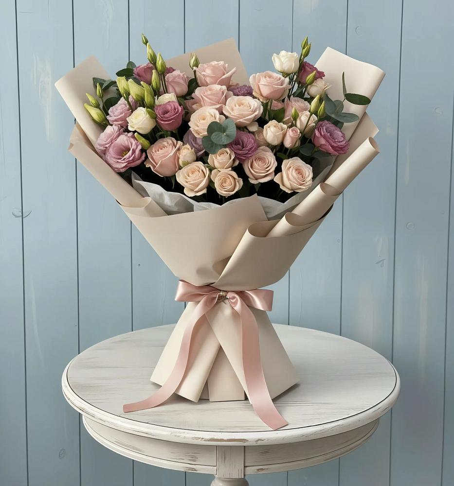 Букет цветов из: Розы и Лизиантусы в Орле