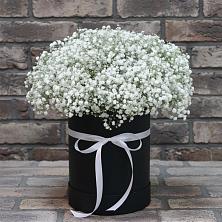 Цветочная композиция из Гипсофила в шляпной коробке в Орле